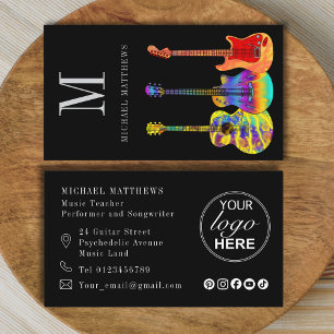 Guitar Teacher Musician Logo and Social Media Business Card
