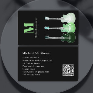 Guitar Teacher Musician Performer QR Code Business Card
