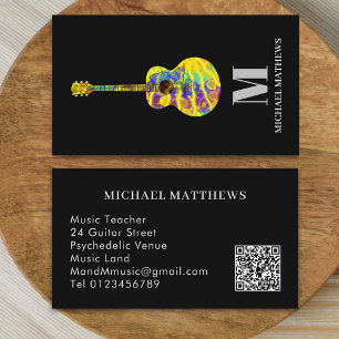 Guitar Teacher Professional Custom QR Code Business Card