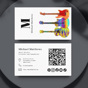 Guitar Teacher QR code and Social Media Custom Business Card