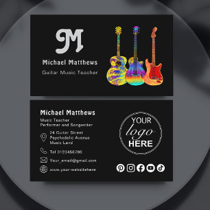 Guitar Teacher QR Code Custom Business Card