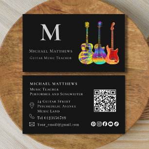 Guitar Teacher QR Code Social Media Business Card