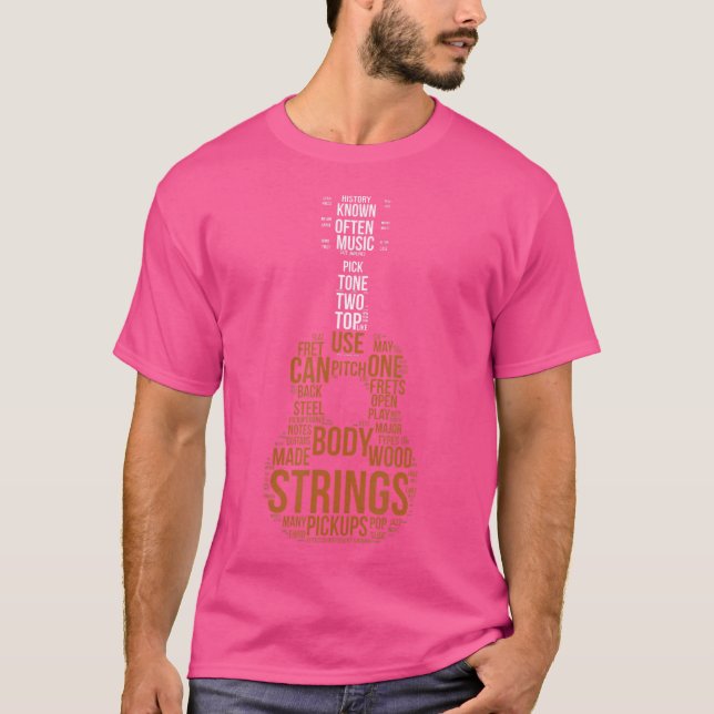 Guitar Terms Word Cloud Acoustic Guitar Gift For G T-Shirt (Front)