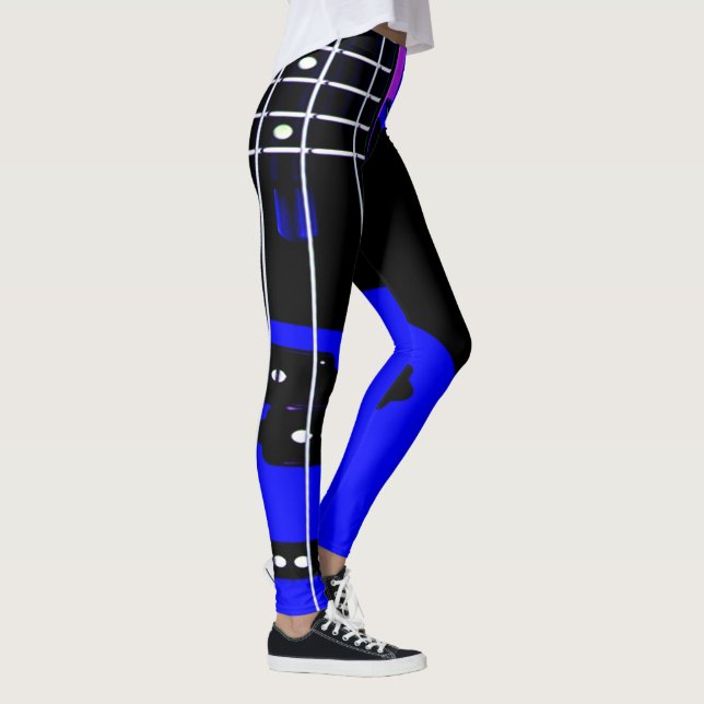 Guitar Themed Leggings Black and Blue (Right)