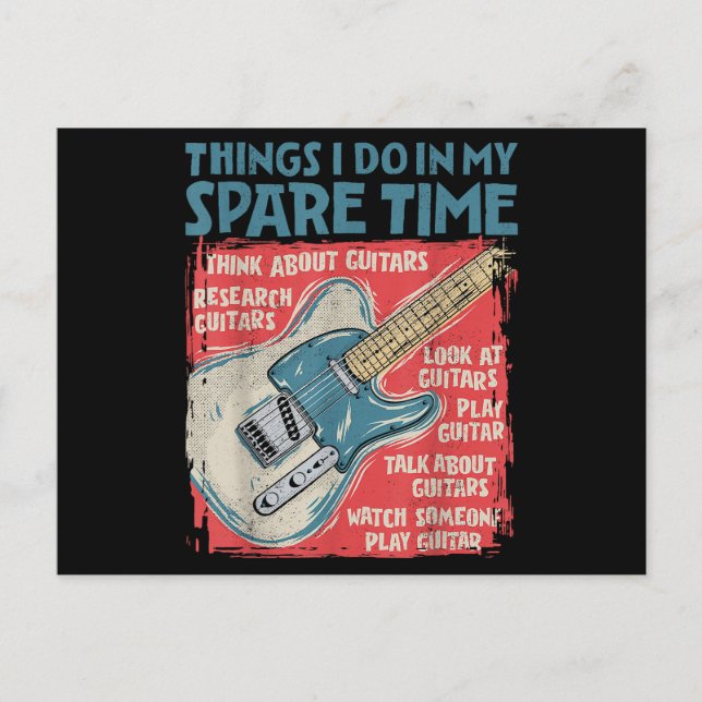 Guitar Things I Do In My Spare Time Funny Electric Postcard (Front)
