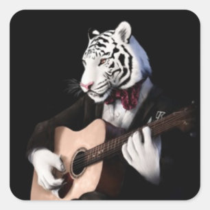 Guitar Tiger – Playful Sticker Illustration