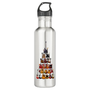 Guitar Tree Christmas Light Rock Music 710 Ml Water Bottle