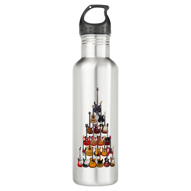 Guitar Tree Christmas Light Rock Music 710 Ml Water Bottle (Front)