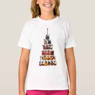 Guitar Tree Christmas Light Rock Music T-Shirt