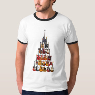 Guitar Tree Christmas Light Rock Music T-Shirt