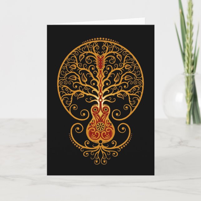 Guitar Tree, Golden Red and Black Card (Front)