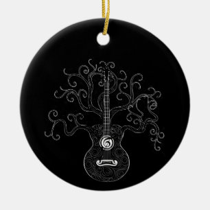 Guitar tree of life and music notes ceramic tree decoration