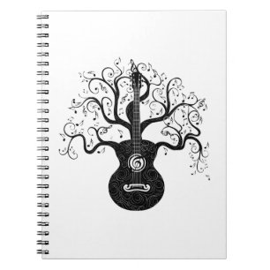 Guitar tree of life and music notes notebook