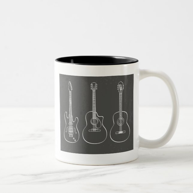 Guitar trio retro grunge music Two-Tone coffee mug (Right)