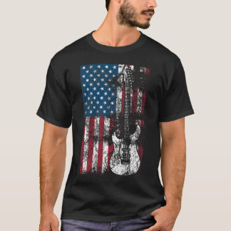 Guitar USA Flag Patriotic T-Shirt