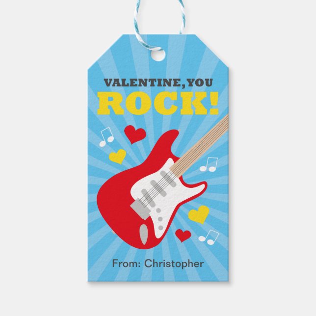 Guitar Valentine Gift Tag for Kids (Front)