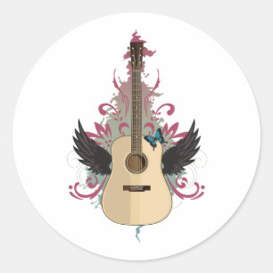 Guitar Vibes Classic Round Sticker