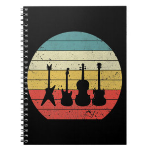 Guitar Vintage Retro Sunset Guitar Music Gift Notebook