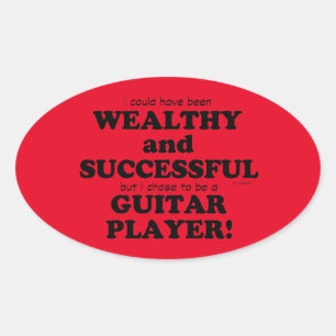 Guitar Wealthy & Successful Oval Sticker