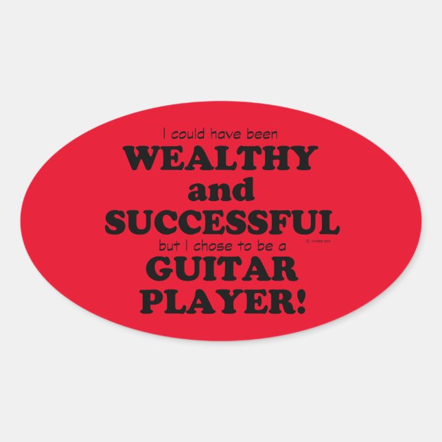 Guitar Wealthy & Successful Oval Sticker (Front)