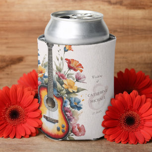 Guitar Wildflower Ampersand Musical Wedding Can Cooler