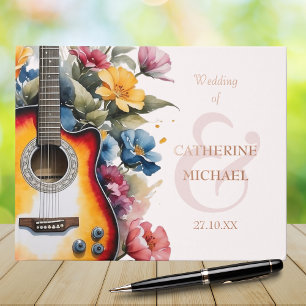 Guitar Wildflower Ampersand Musical Wedding Guest Book