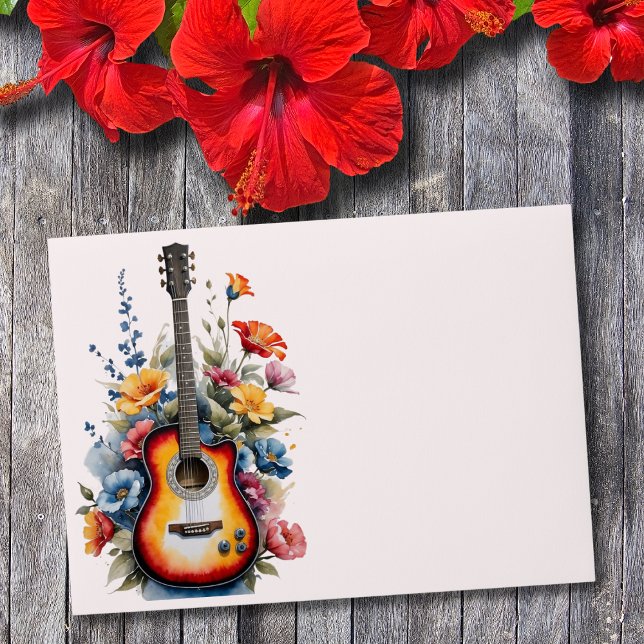 Guitar Wildflower Musical Country Spring Wedding  Envelope (Creator Uploaded)