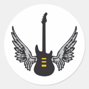 guitar wings classic round sticker