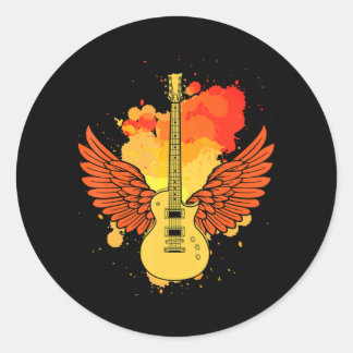Guitar Wings Guitar Classic Round Sticker