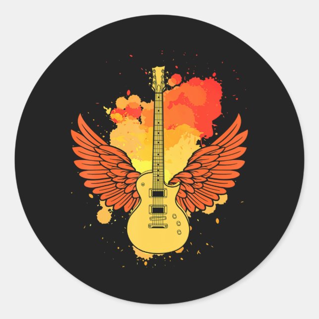 Guitar Wings Guitar Classic Round Sticker (Front)