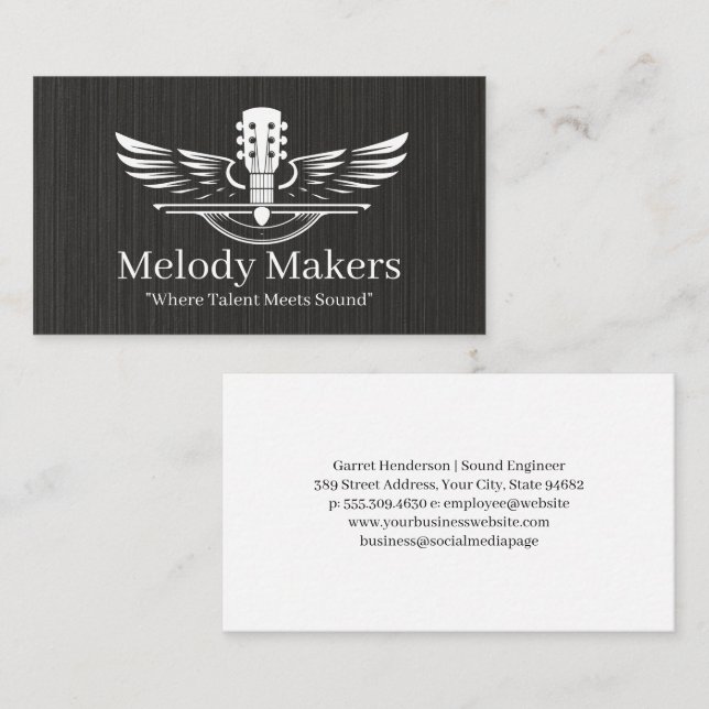 Guitar Wings Logo | Music Business Card (Front/Back)