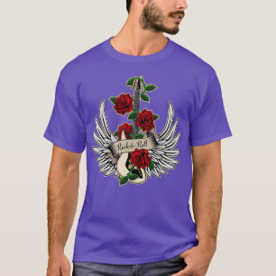 Guitar Wings Roses Rock and Roll Vintage Music Des T-Shirt