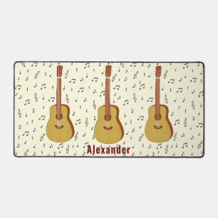 Guitar With Music Notes Personalised Desk Mat