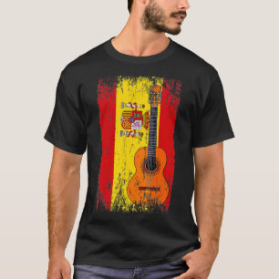 Guitar With Spain Flag Bass Guitarist Musician Mus T-Shirt