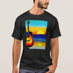 Guitar With Sunset Artistic Design For Guitarists T-Shirt