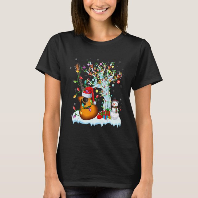 Guitar X-mas Lighting Santa's Hat Guitar Lovers Ch T-Shirt (Front)