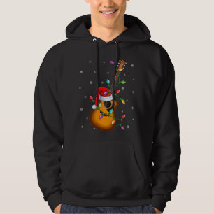 Guitar Xmas Lighting Matching Santa Hat Guitar Chr Hoodie