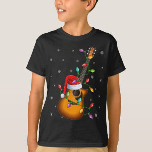 Guitar Xmas Lighting Matching Santa Hat Guitar Chr T-Shirt