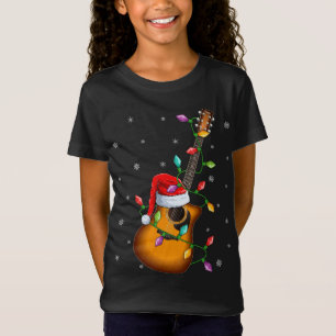 Guitar Xmas Lighting Matching Santa Hat Guitar Chr T-Shirt