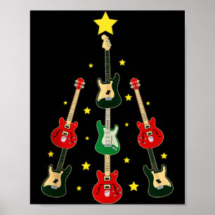 Guitar Xmas Tree Musical Guitar Lovers Guitarist C Poster