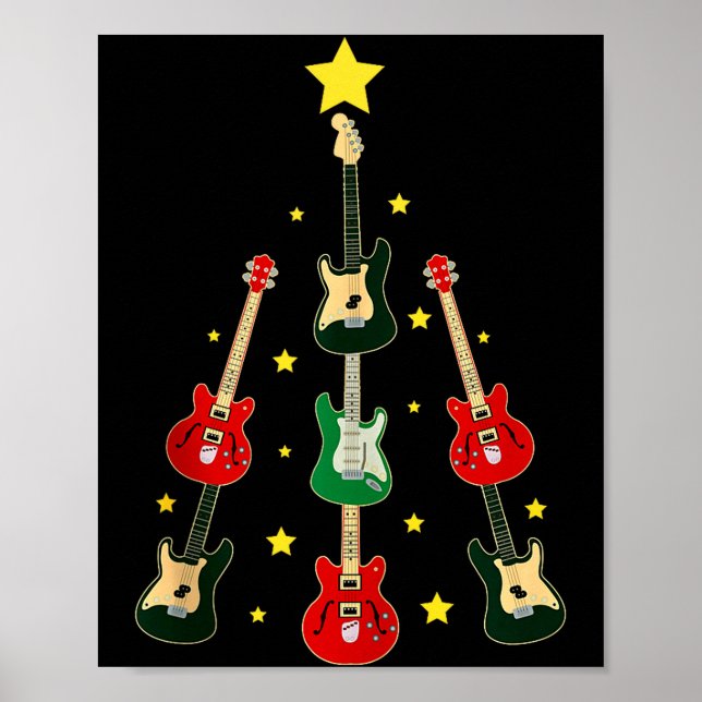 Guitar Xmas Tree Musical Guitar Lovers Guitarist C Poster (Front)