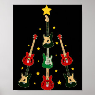 Guitar Xmas Tree Musical Guitar Lovers Guitarist C Poster