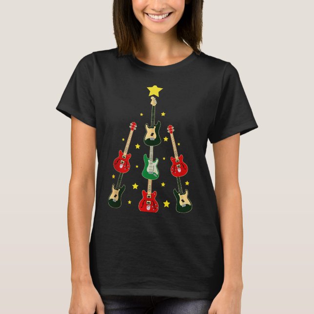 Guitar Xmas Tree Musical Guitar Lovers Guitarist C T-Shirt (Front)