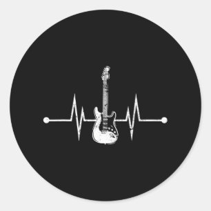 Guitarist Bass Player Heartbeat Bass Guitar Classic Round Sticker