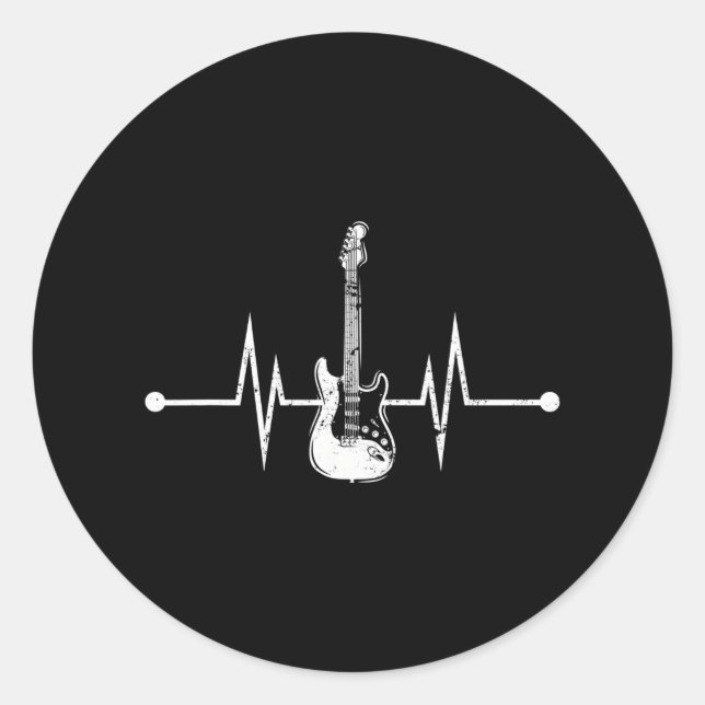Guitarist Bass Player Heartbeat Bass Guitar Classic Round Sticker (Front)