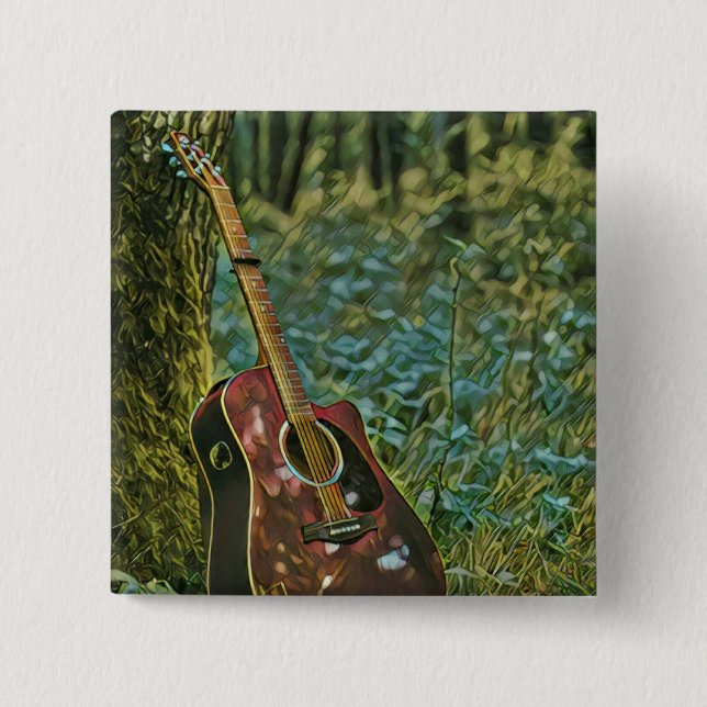 Guitarist birthday gift 15 cm square badge (Front)