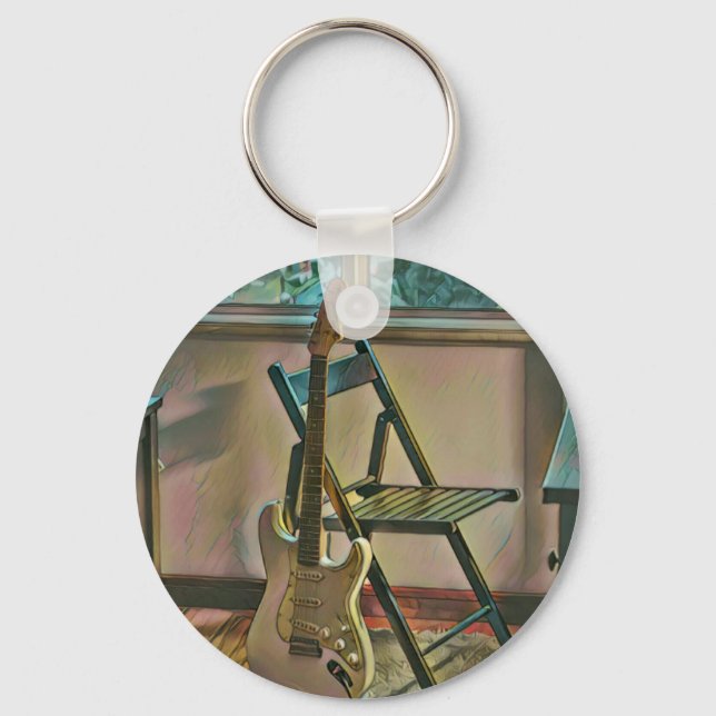 guitarist birthday gift key ring (Front)