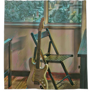 guitarist birthday gift shower curtain