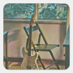 guitarist birthday gift square sticker