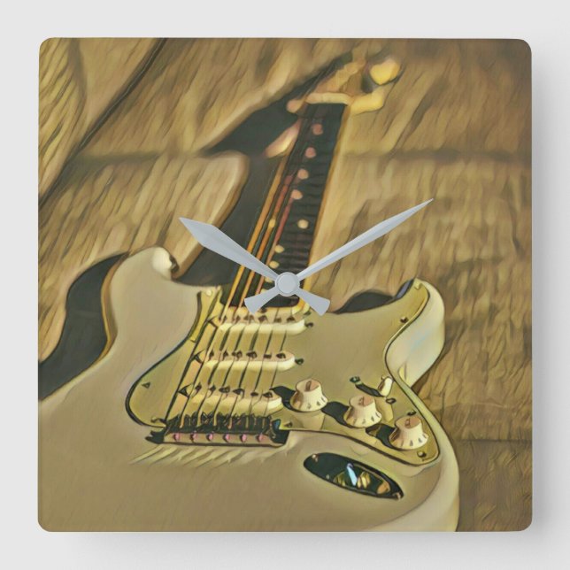 Guitarist birthday gift square wall clock (Front)